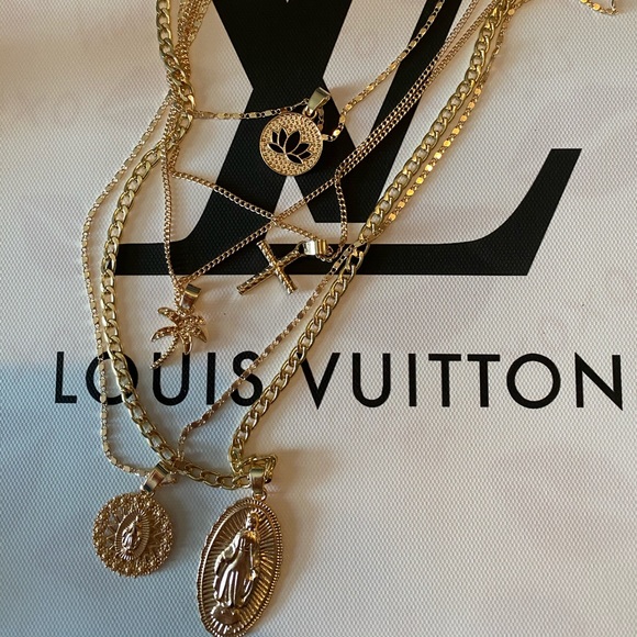 Lotus & Mary Layered Cross Gold Chain Necklace - Picture 3 of 9